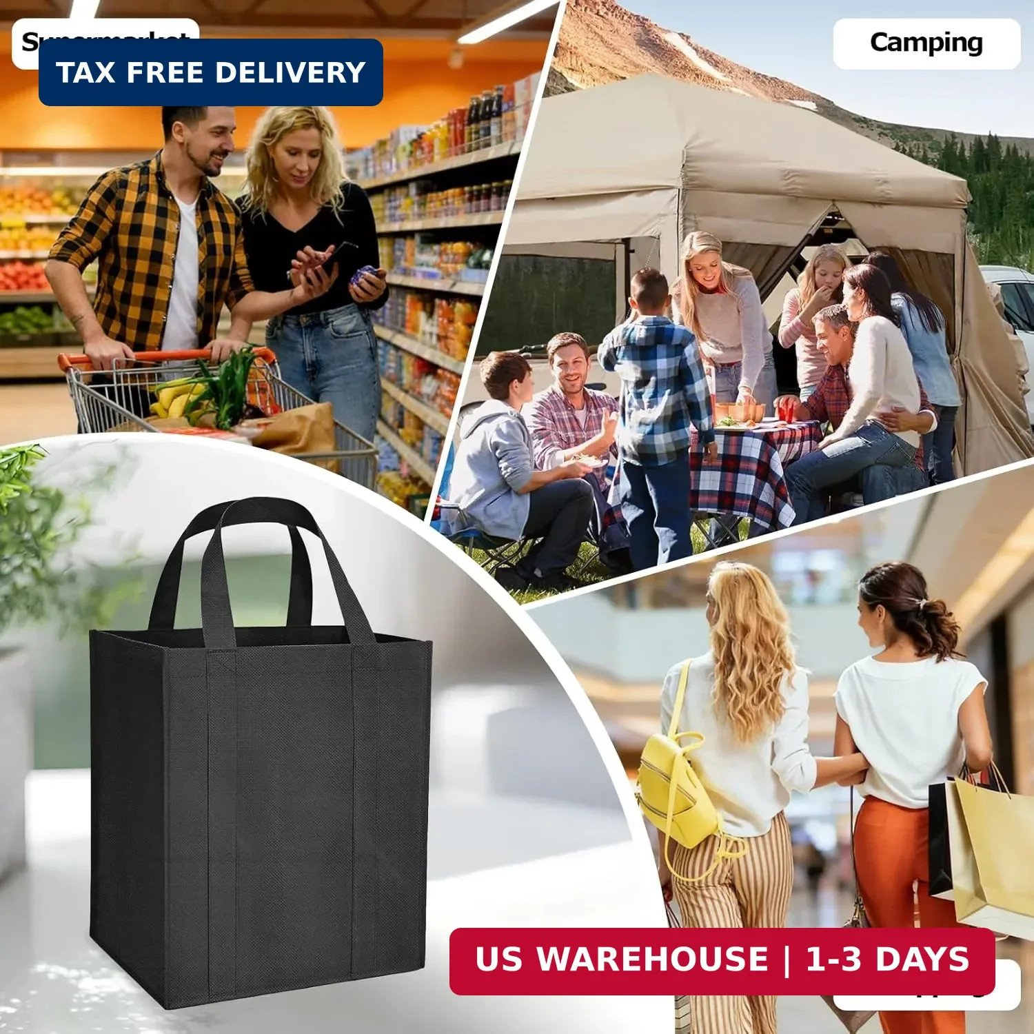 MOLOSLEEVE MOLOVA 1 Pack Large Foldable Shopping Bag, 15″ W x 12.5″ H x 10″ D, R