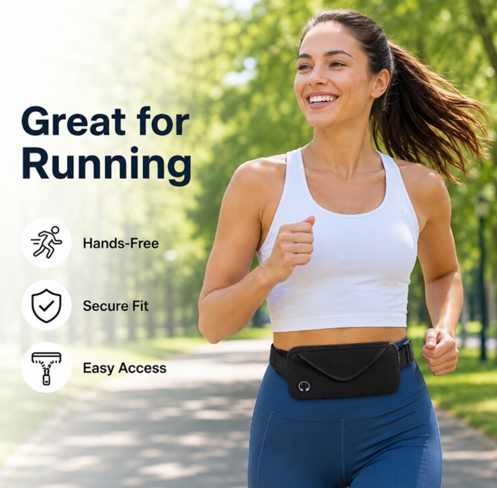 Adjustable Running Belt Waist Pack – Water-Resistant Sports Fanny Pack, Unisex