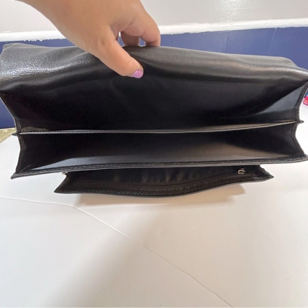 Levenger Black Full Grain Leather Shoulder Messenger Bag Briefcase From Spain