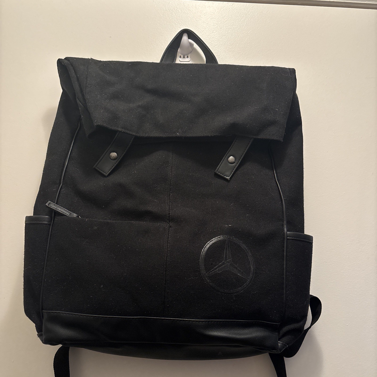 Mercedes Benz Black Canvas Backpack Mens Laptop Bag NWT Large Carryon Luggage