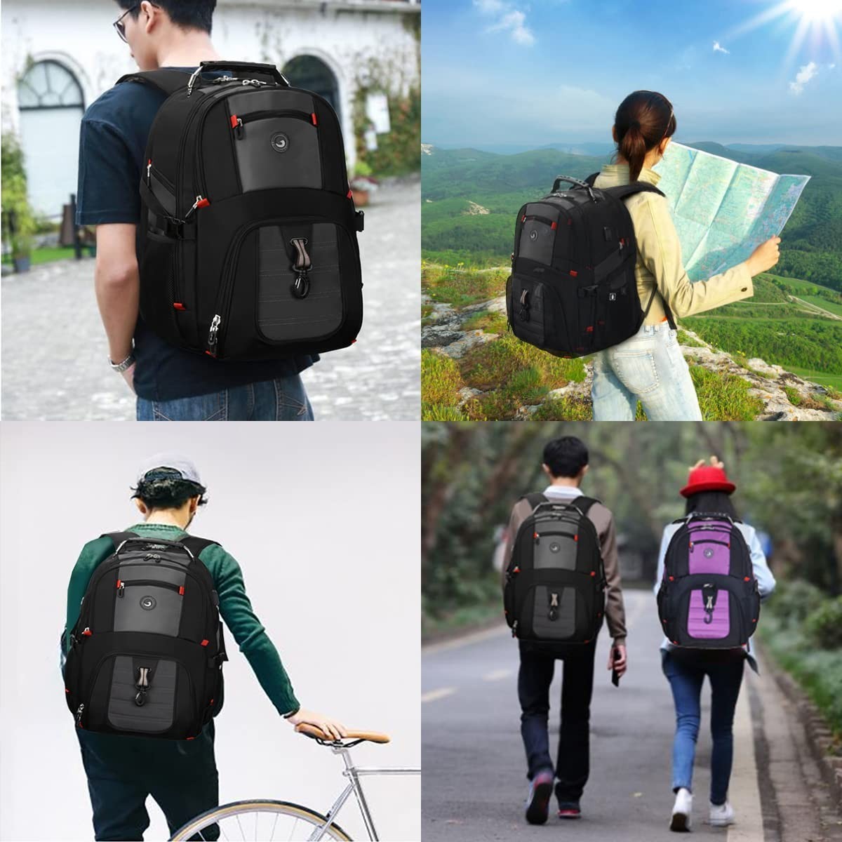 Extra Large 50L Travel Laptop Backpack, Airline Approved, Fits 17″ Laptops, Grey