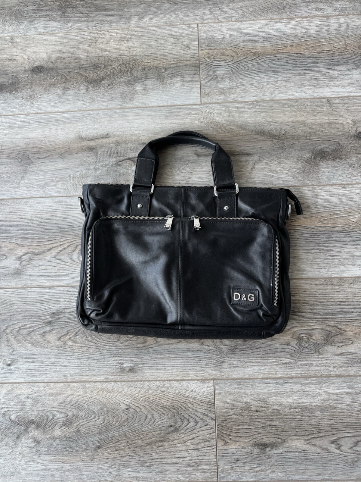 Dolce Gabbana Leather Laptop Briefcase Black Without Shoulder Strap