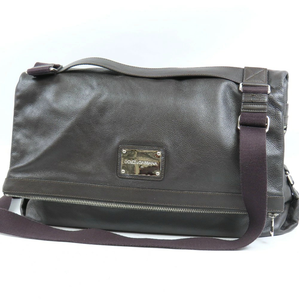 Dolce & Gabbana Logo Plate Business Bag Flap Type 2Way Large Shoulder Bag