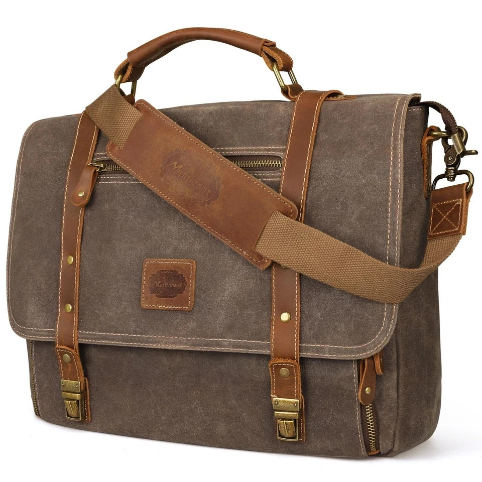 Laptop Messenger bag for Mens 15.6 Inch, Waterproof Vintage Genuine Leather M…