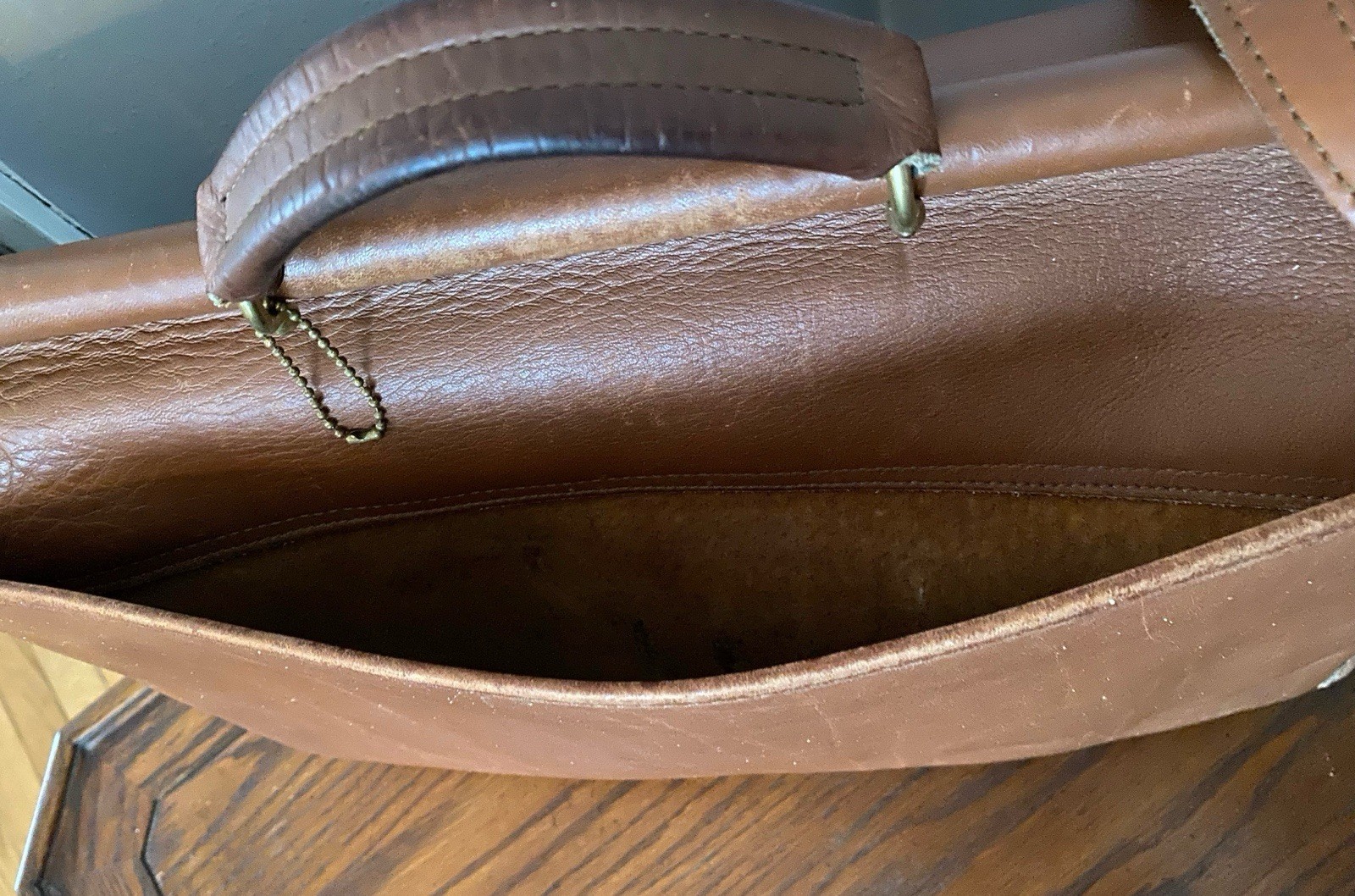 Jack Georges Leather Messenger Brief Bag Brown Handle Shoulder Laptop 16x11x5