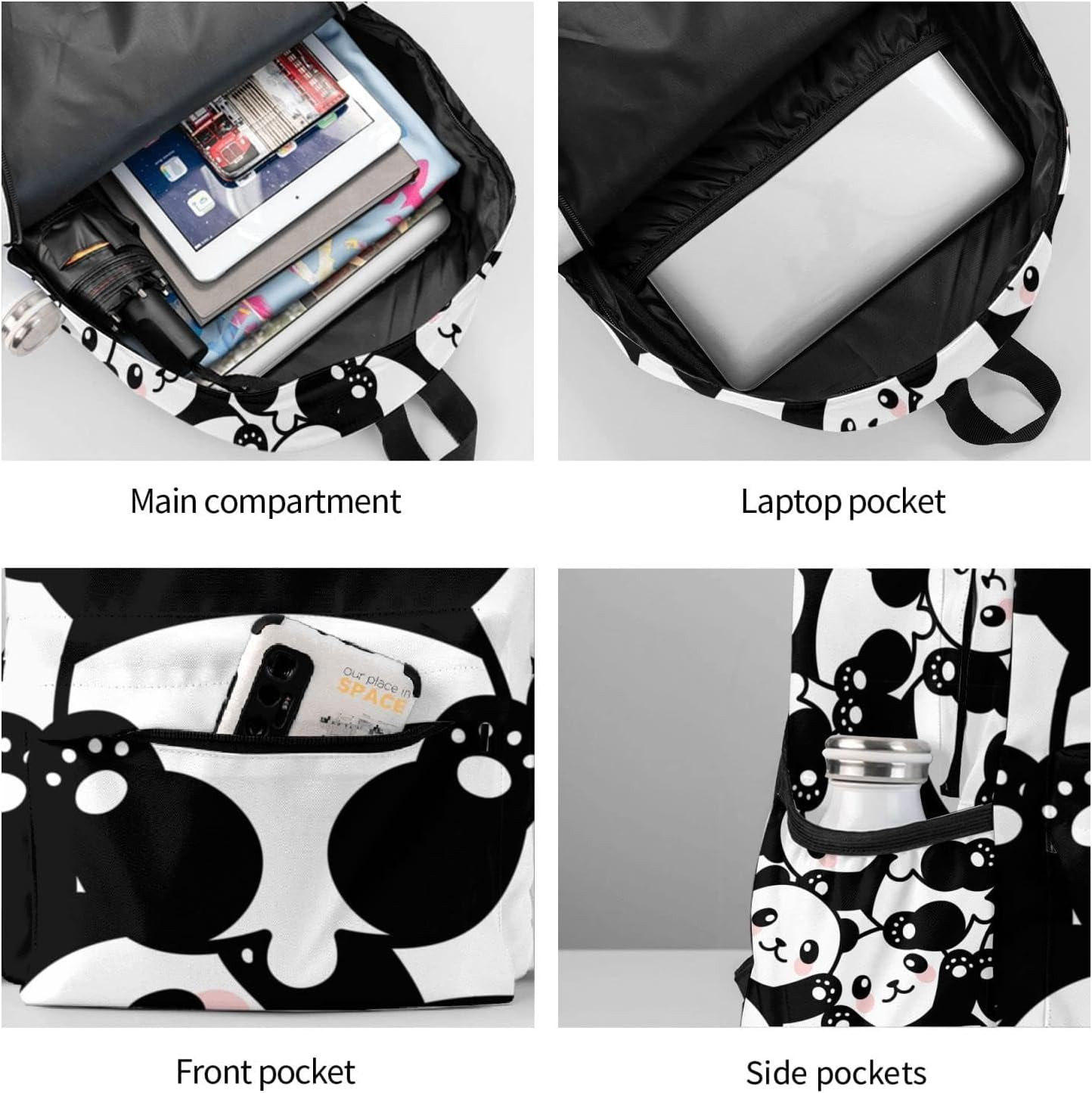 Cute Panda Backpack Large Laptop Backpack Lightweight Backpack Casual Daypack