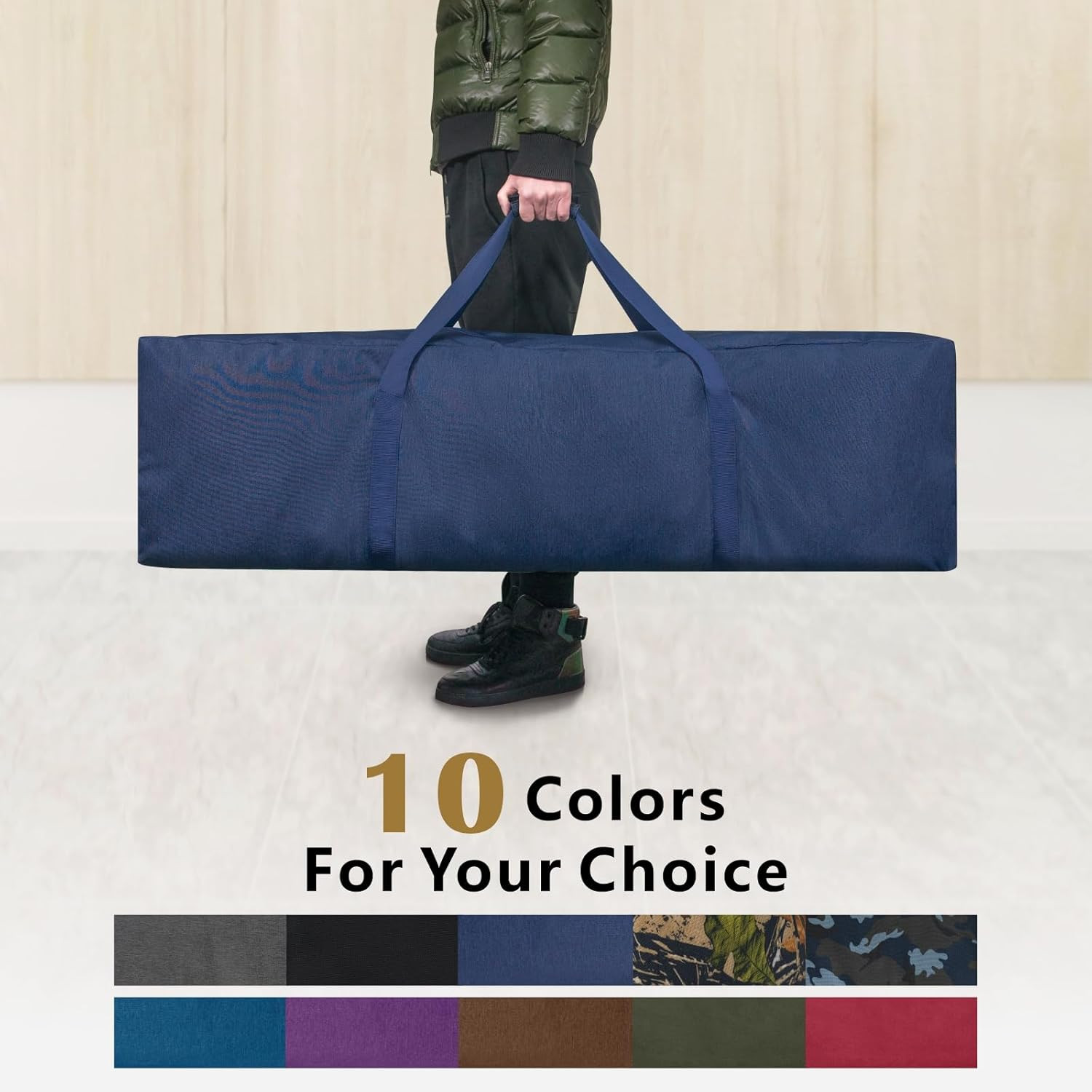 1-Pack 46 Inch Extra Large Zippered Duffel Bag for Camping Sports Equipment Sto
