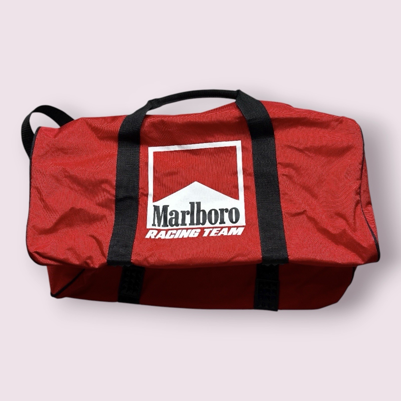 Vintage New Marlboro Racing Team F1 Duffle Bag 90s Zip Up Size Large Red