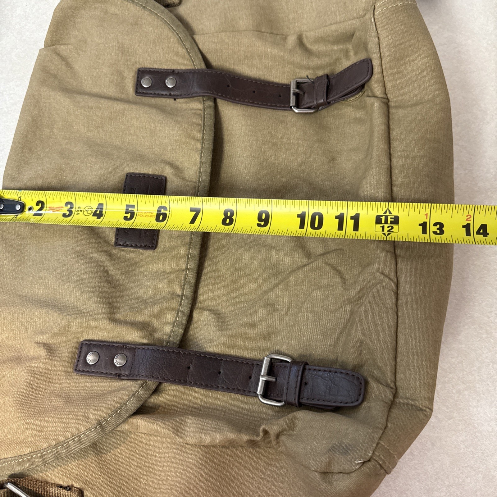 American Eagle Outfitters Canvas Utility Messenger Laptop Bag Flap Buttons Brown