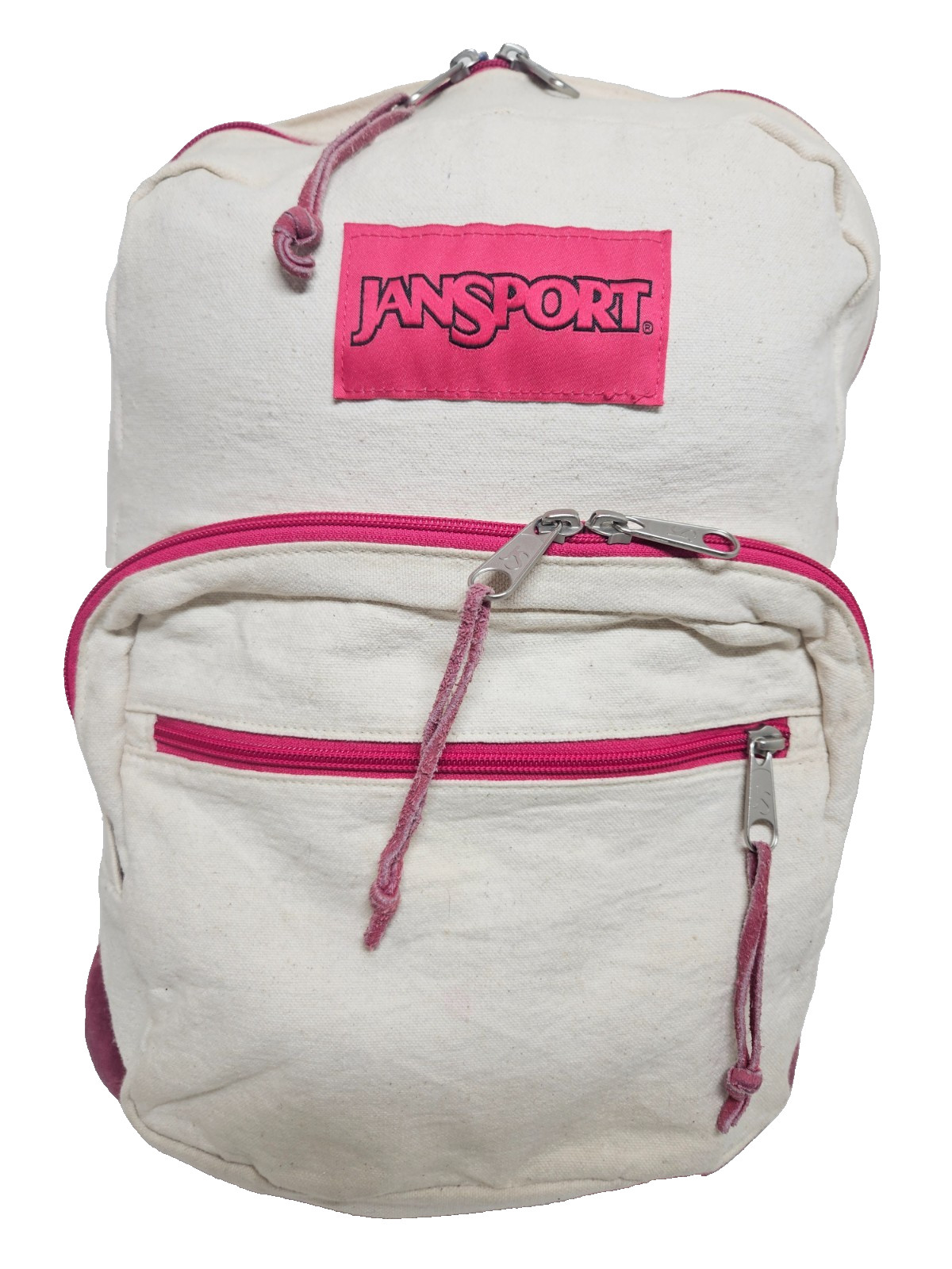 VTG 90s Jansport Canvas Suede Leather Bottom Backpack Day Pack Hiking School