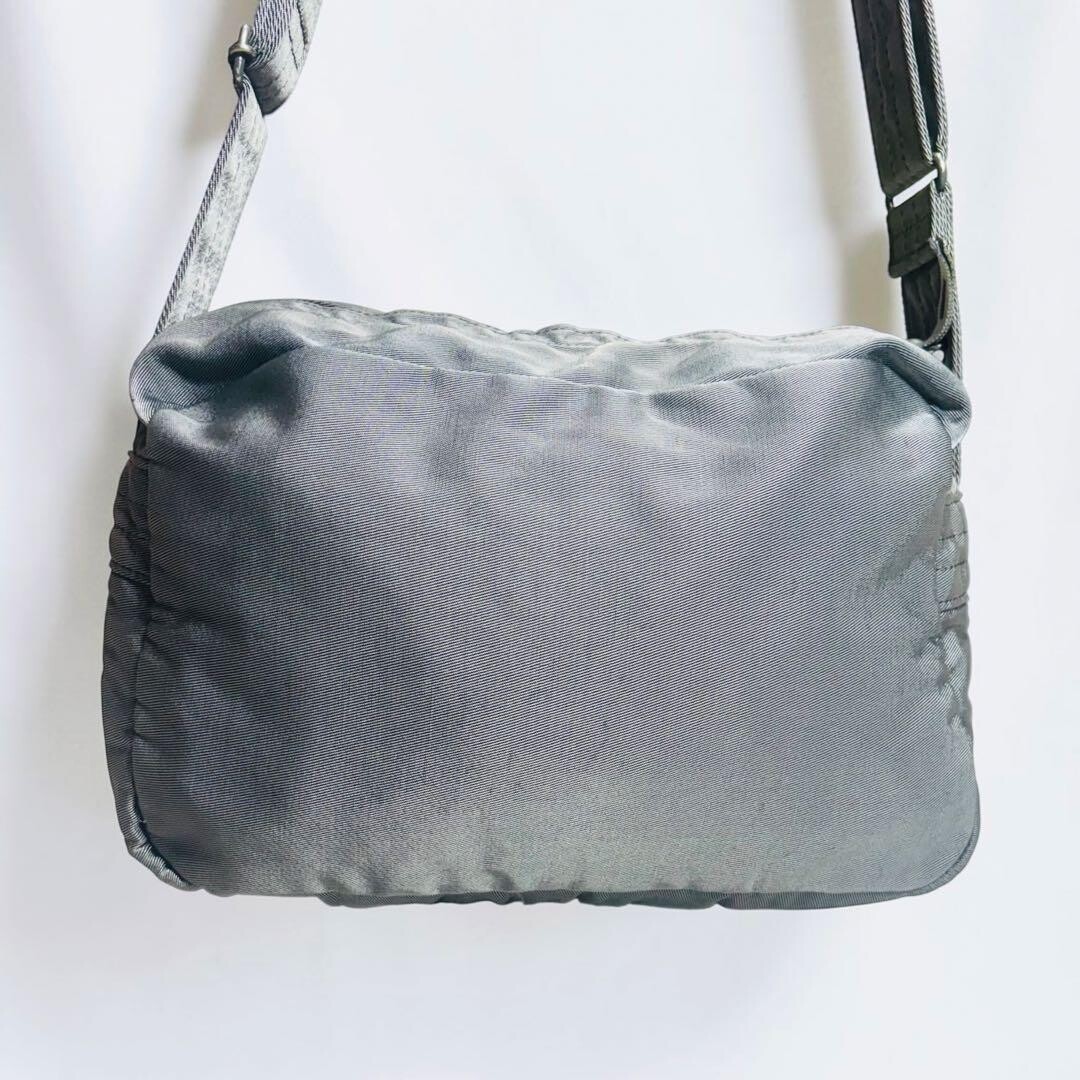 Porter Overdye Silver Gray Nylon Shoulder Bag Zip Closure Japan Men 26cm 17cm