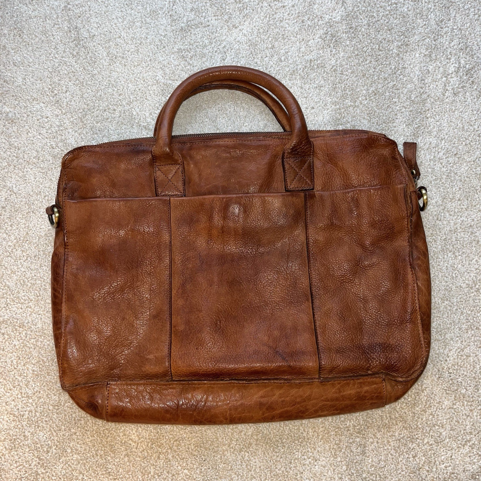 Vintage Teakwood Leather Brown Laptop Bag
