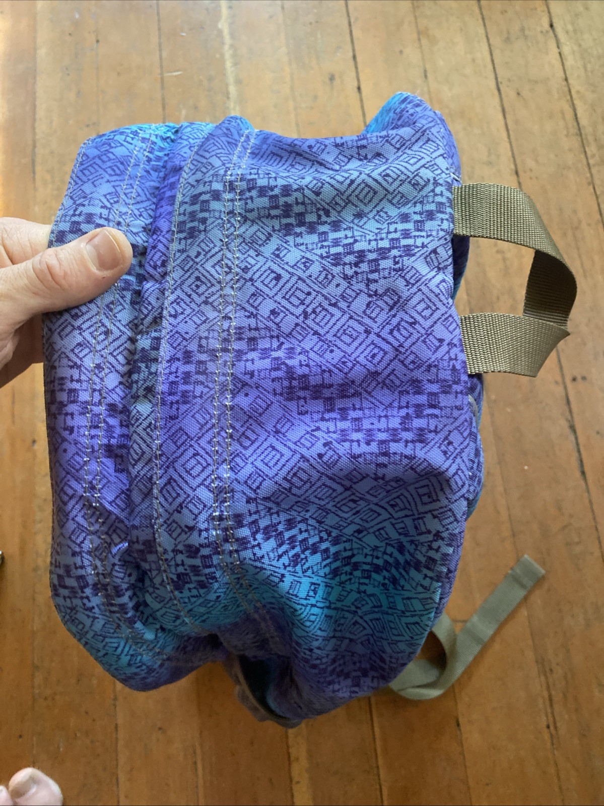 L.L.Bean Backpack Purple Teal/Blue Geometric/ Tech Pocket Carry On Large 16”
