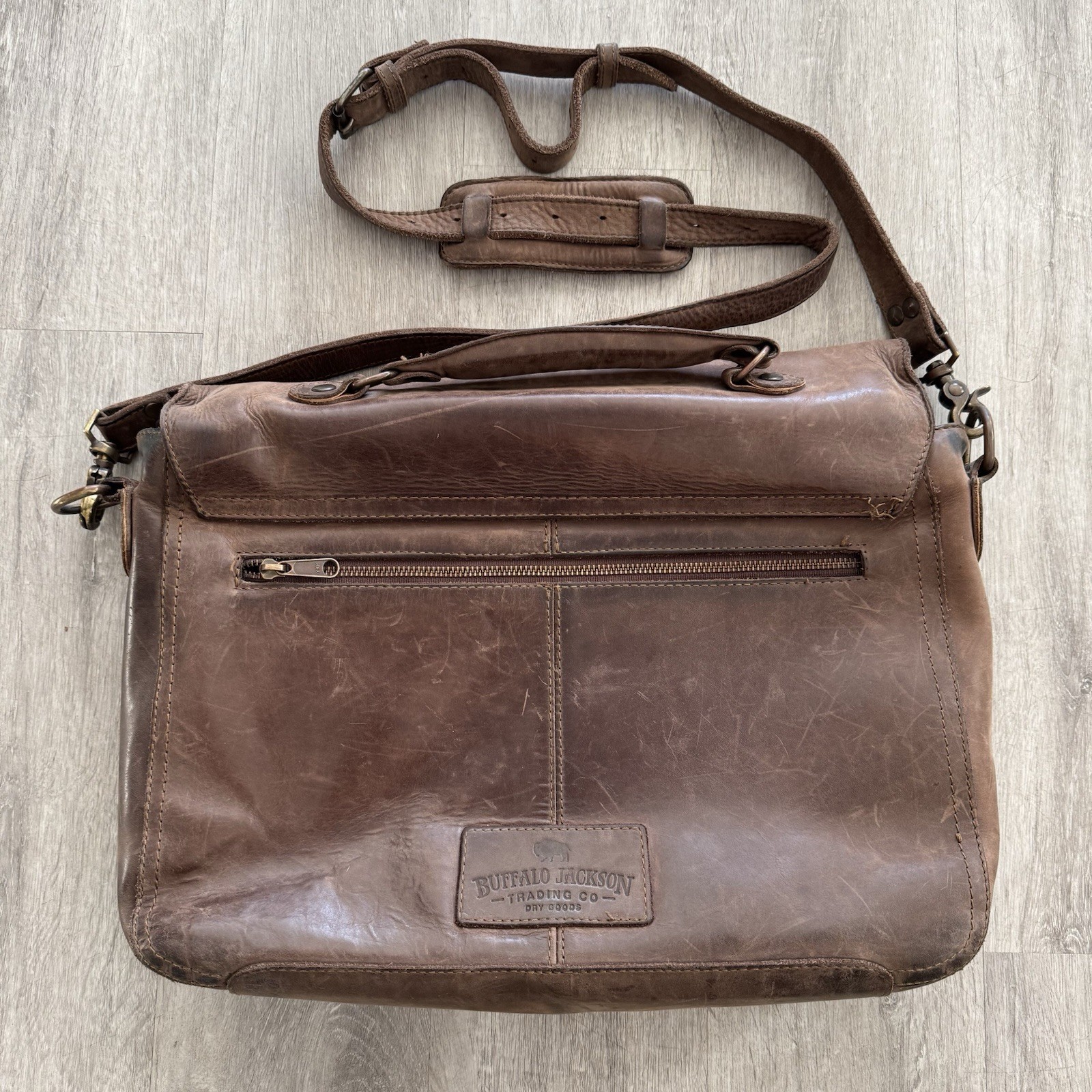 Buffalo Jackson Trading Co. Leather Laptop Messenger Briefcase Bag w/Strap