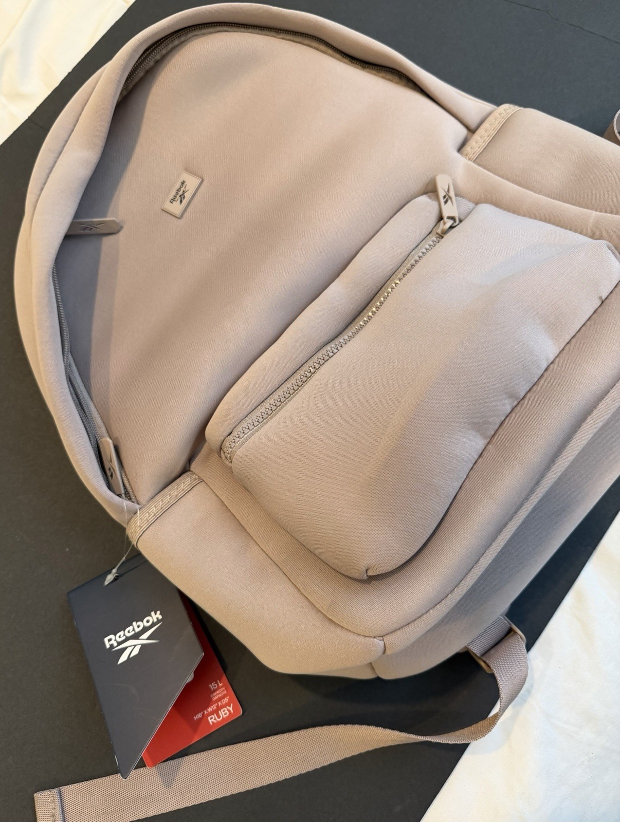 Reebok Gray Zip Backpack, Medium Men’s Travel Casual, Padded w/ Pockets