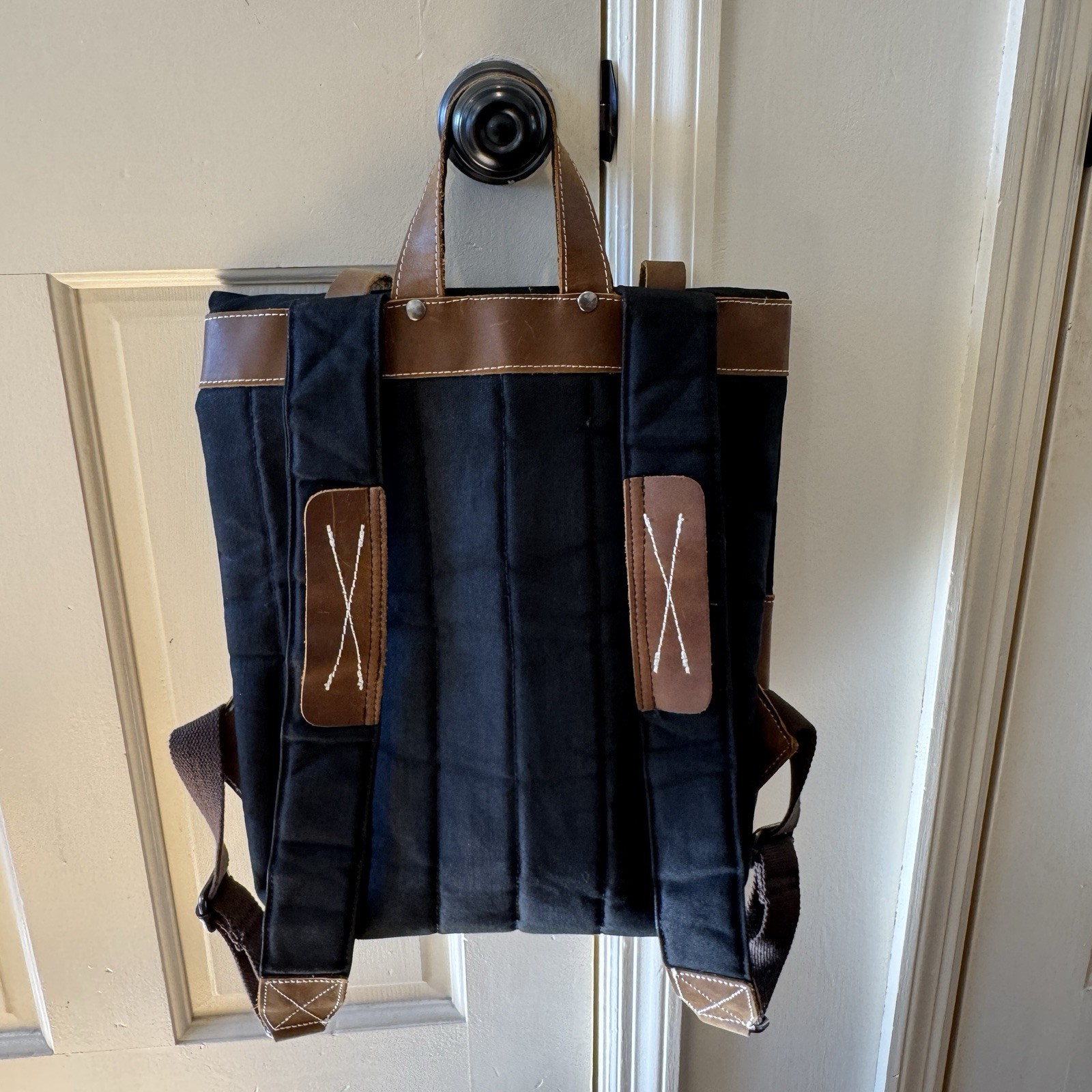 Kimball Roll Top Backpack – Canvas & Leather Rucksack Hiking Commuter Bag
