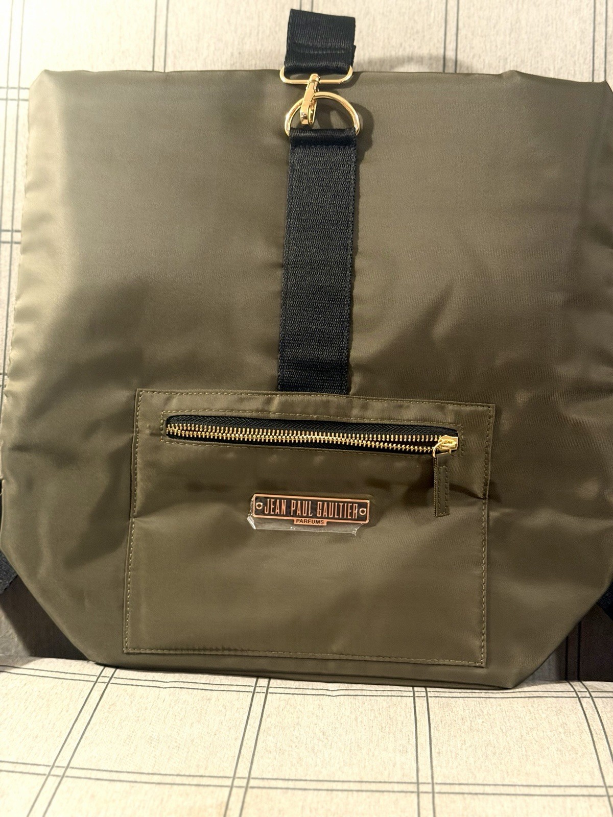 Jean Paul Gaultier Solid Green/Black Backpack Zip Closure Outer Pockets Travel