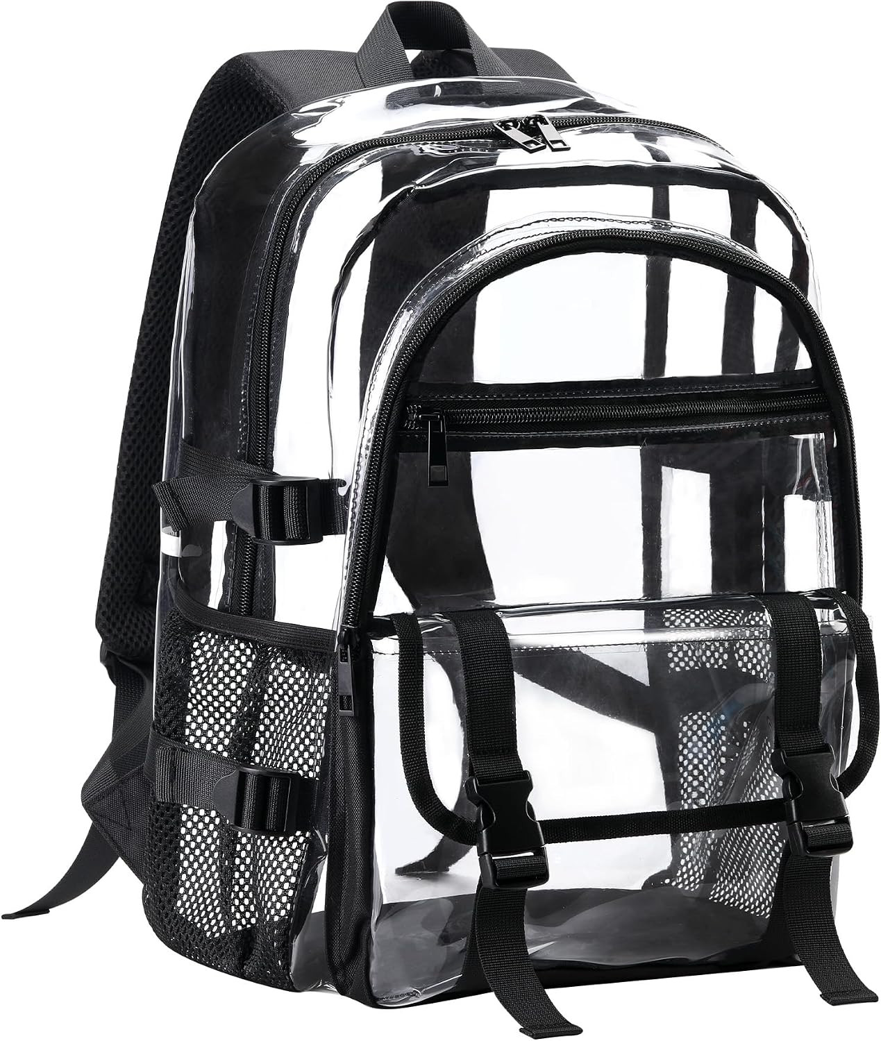 Clear Backpack for School Transparent Bookbag for Work Concerts,17 in (Black)