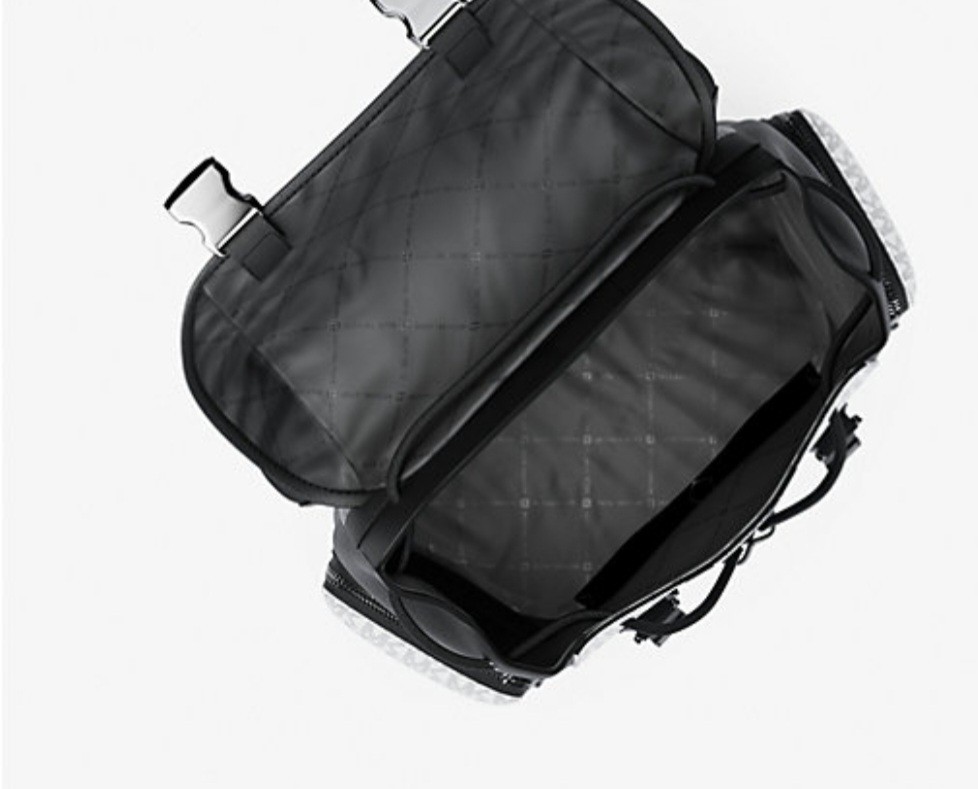Michael Kors Cooper Medium Metallic Striped Logo backpack Black $498
