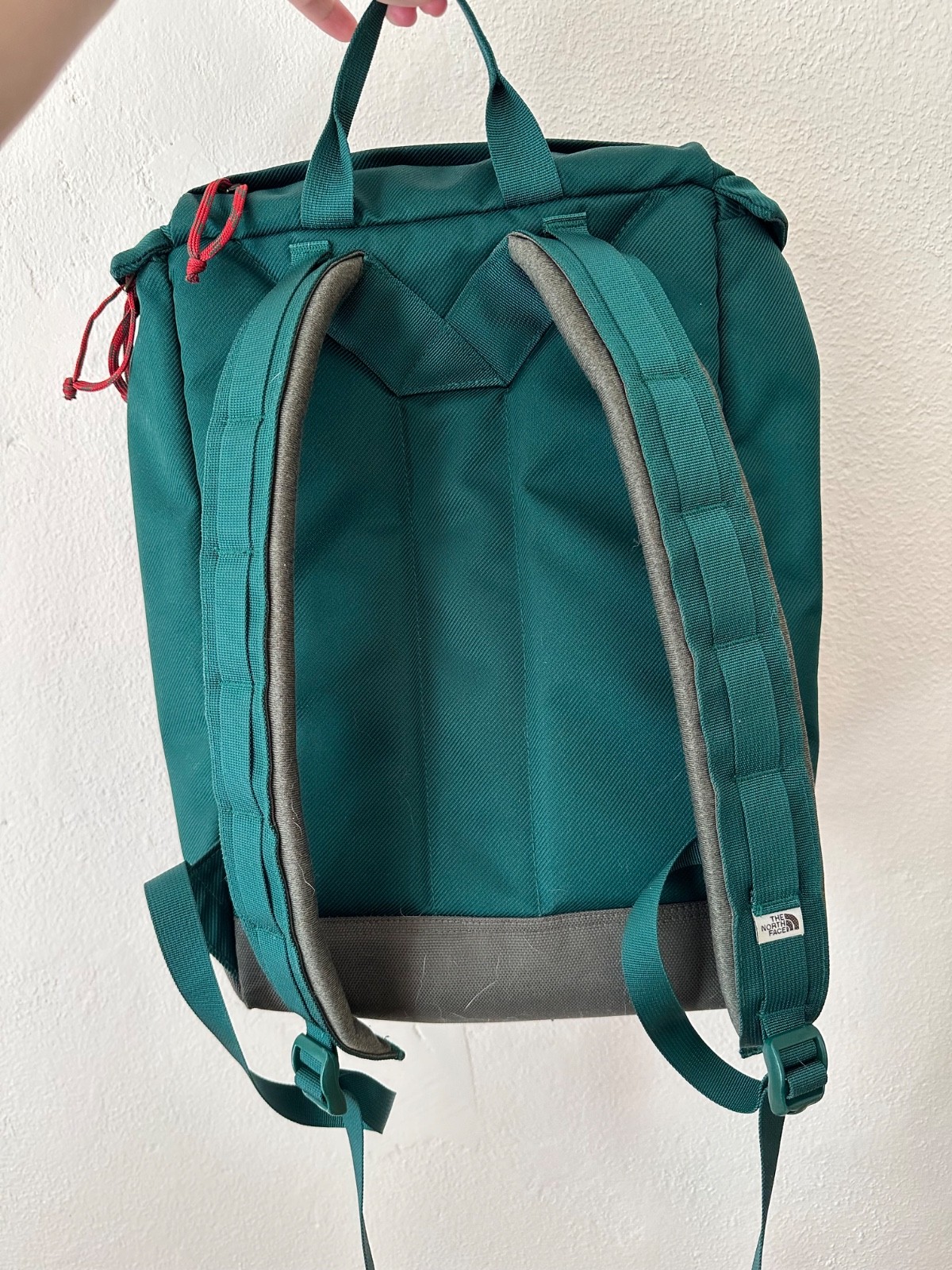 The North Face Top Loader Backpack Laptop Bag Forest Green and Red