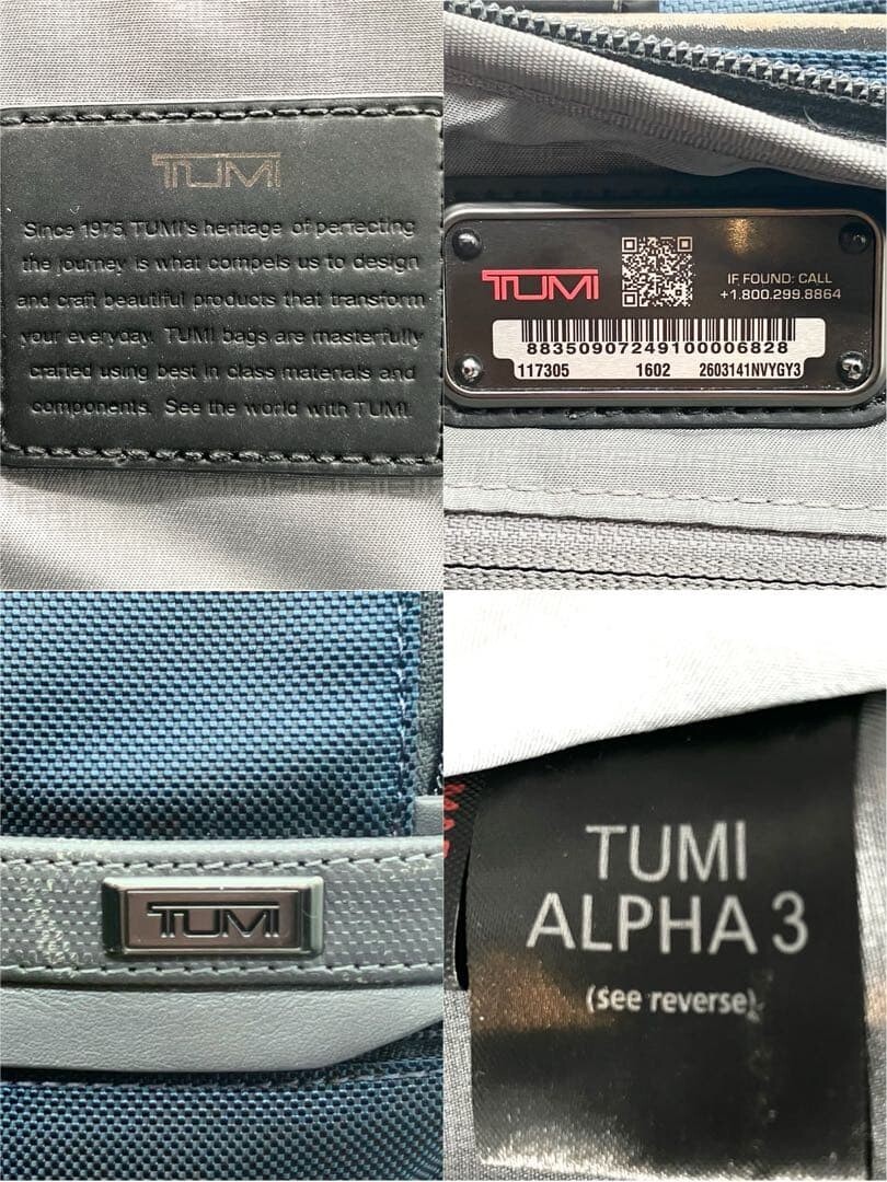 TUMI ALPHA 3 Navy Gray Business Bag 2Way Expandable Shoulder A4 Laptop Auth