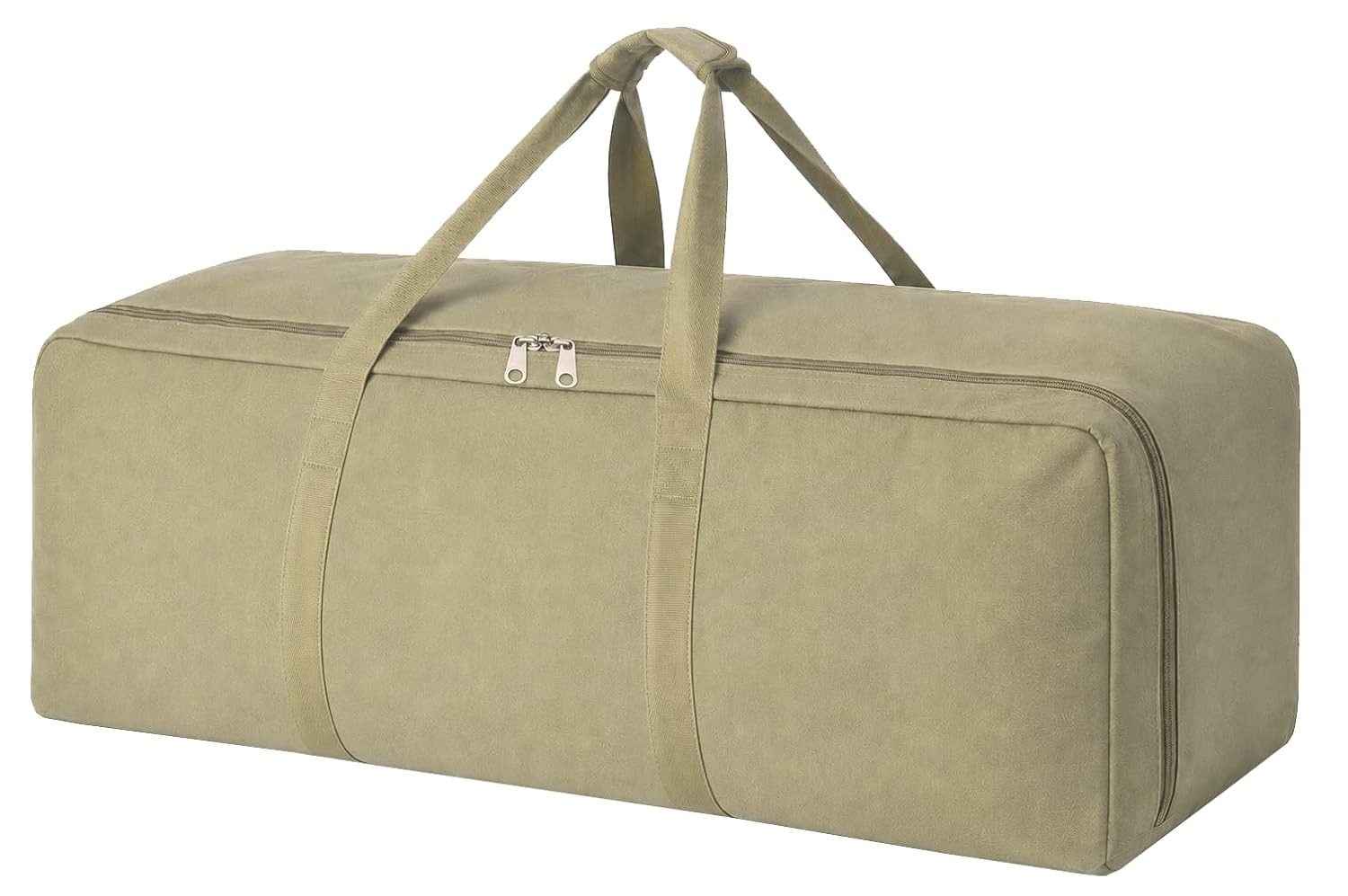 Heavy Duty 60L Canvas Travel Duffle Bag Army Green Side Opening Large Sports