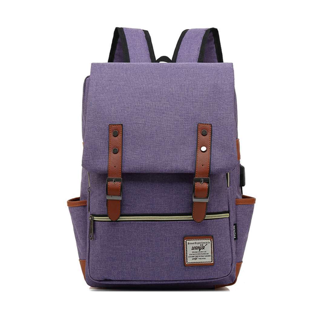 Large Canvas Leather Travel Backpack Rucksack Laptop School Bag for Women Men