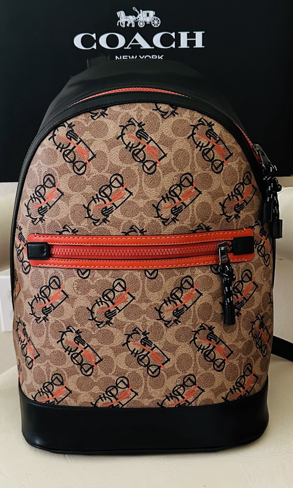 NEW COACH BARROW ABSTRACT HORSE & CARRIAGE SIGNATURE BACKPACK 4588