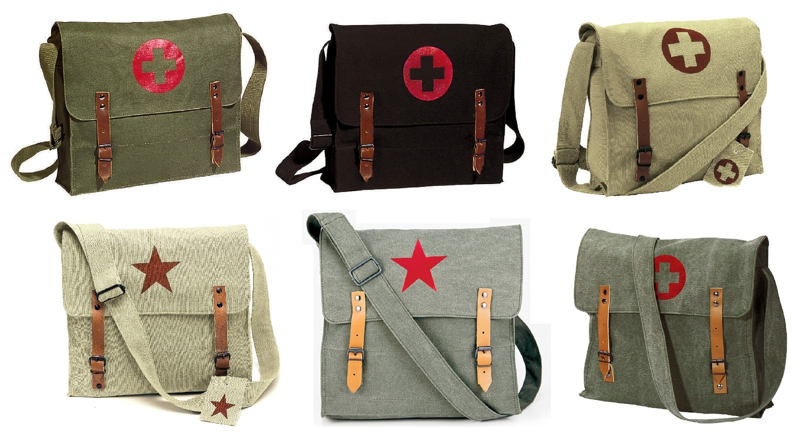 Vintage Canvas Messenger Bags – Stylish Medic Shoulder Bags w/ Leather Straps
