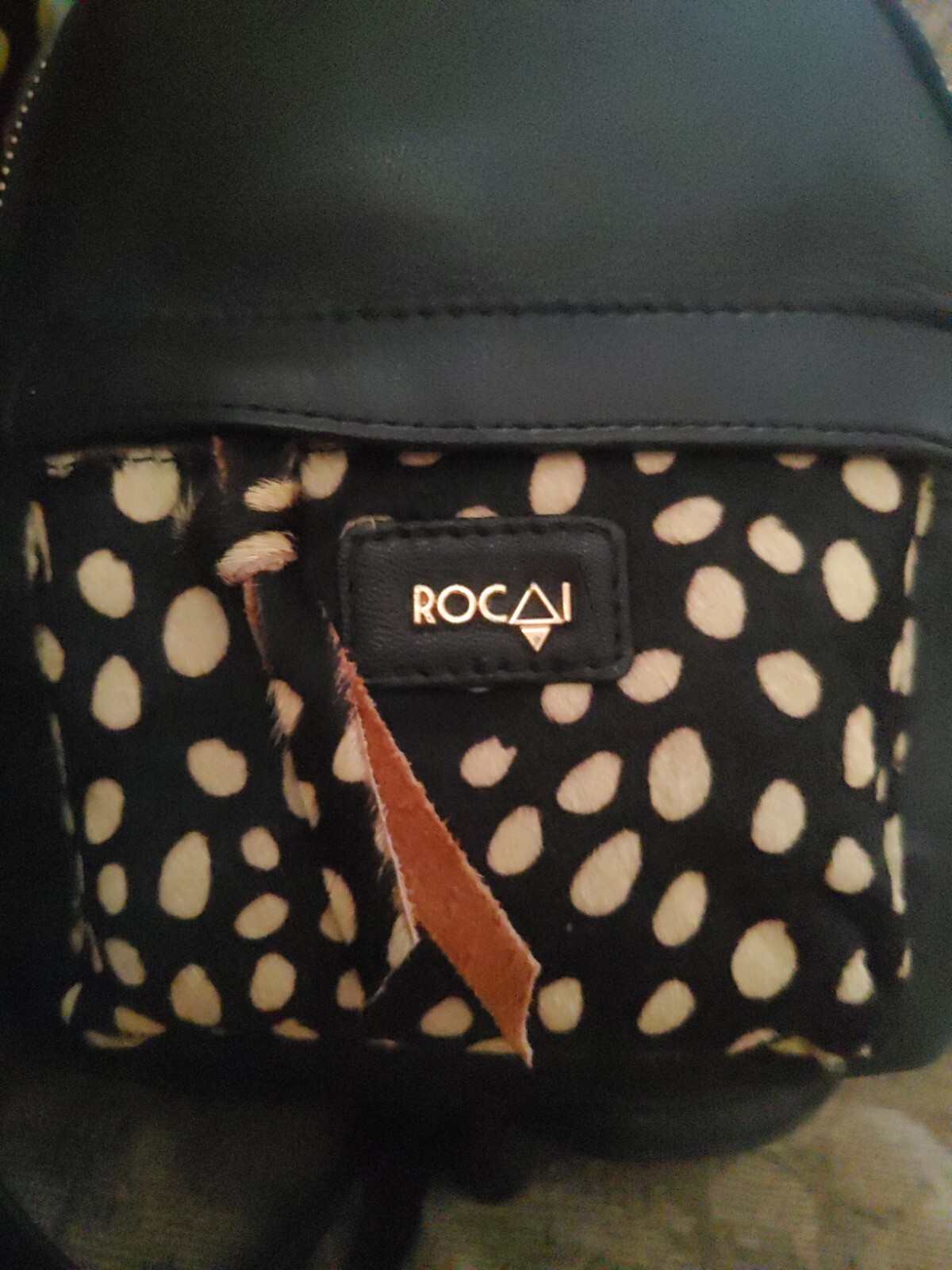 ROCAI Spain Leather Backpack Bag Purse Premium Collection Black and Fur NWT