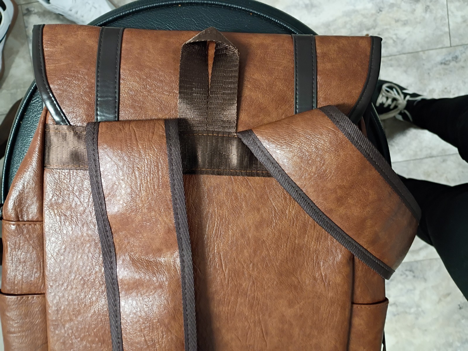 Brown & Dark Brown Men’s Backpack with Zip, Buckle & Snap Closure
