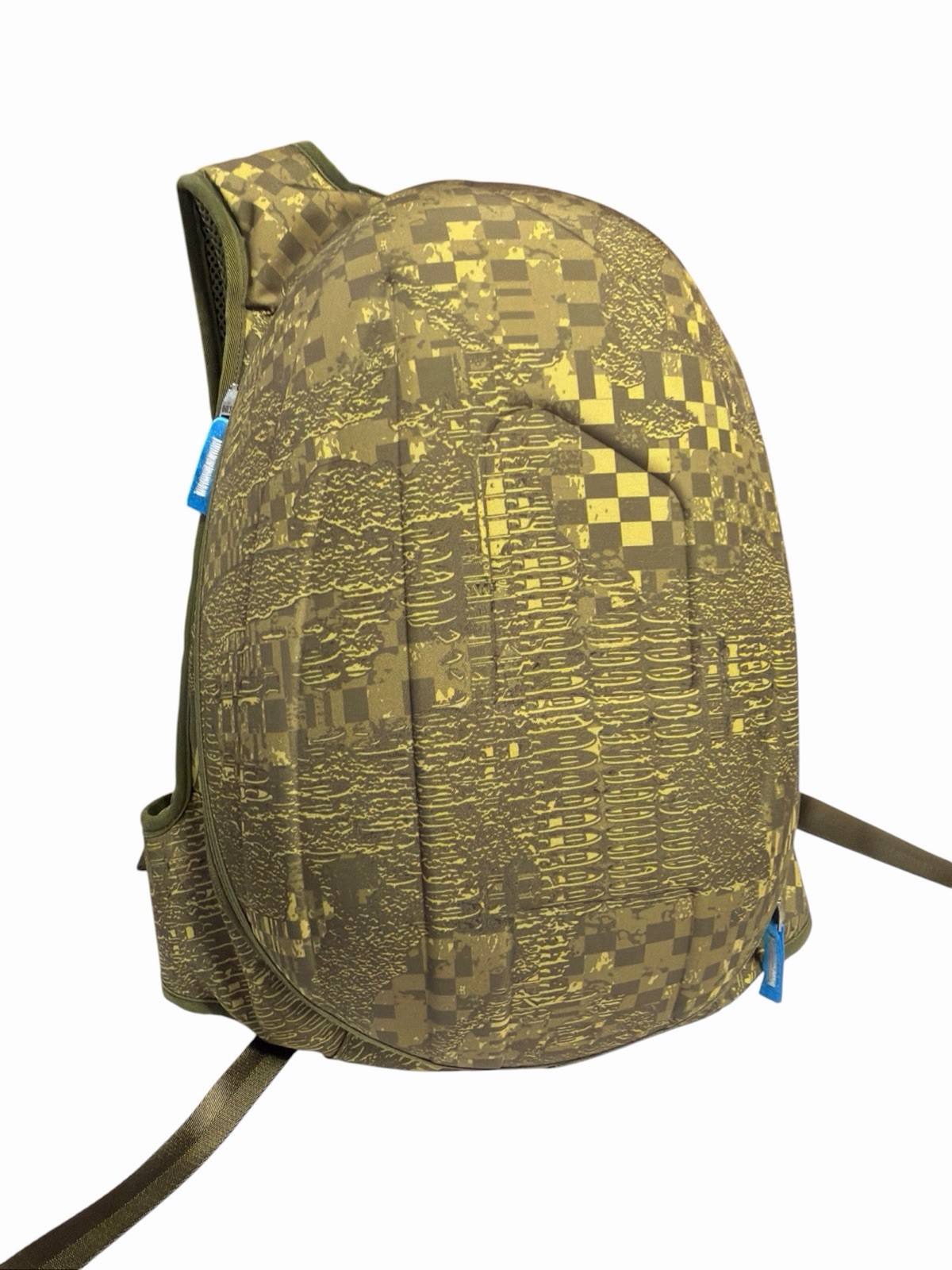 Diesel Green Checkered Backpack Zip & Buckle Closure Adjustable Strap Travel