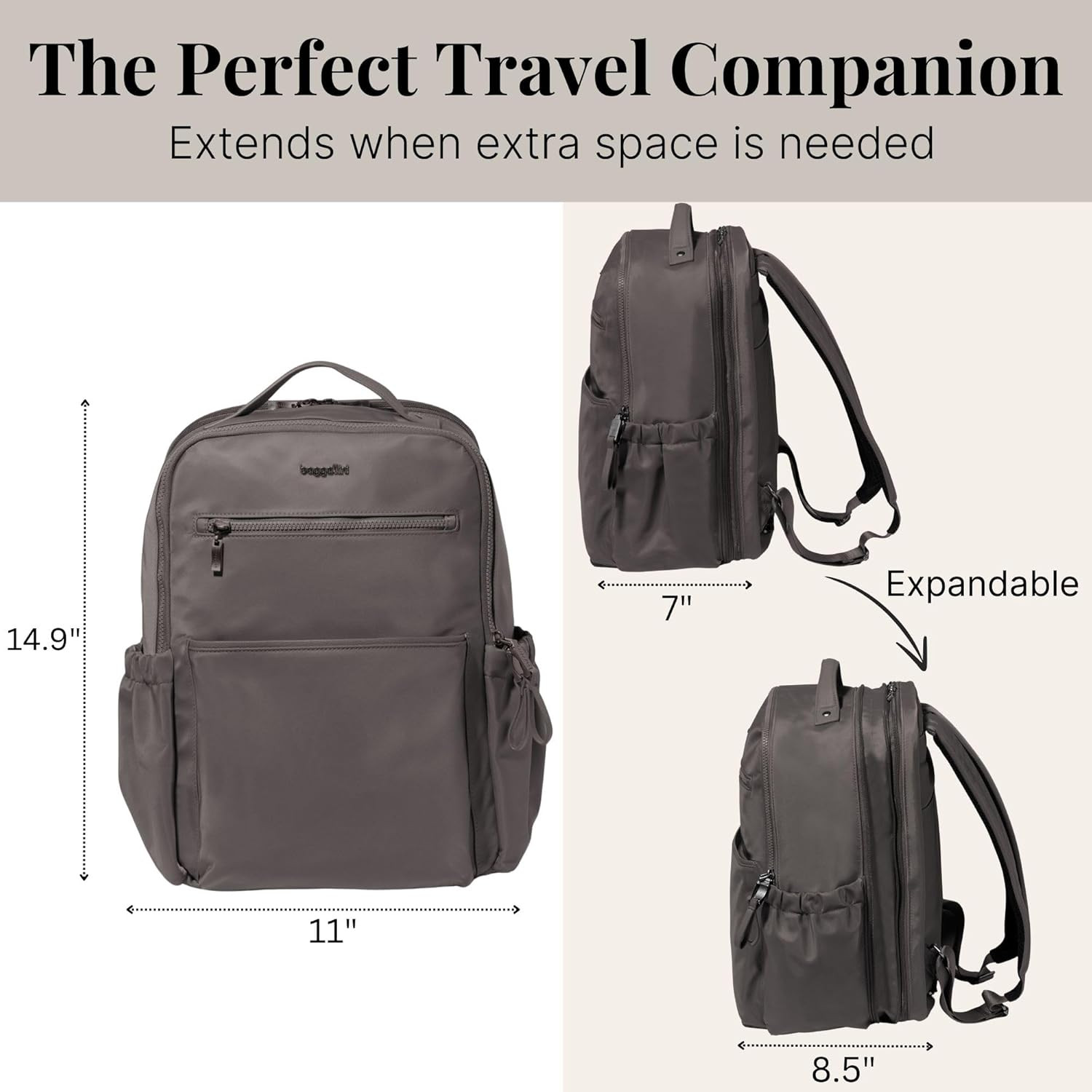 Tribeca Expandable Laptop Backpack – 15″X11″ Lightweight RFID Computer Bag for W