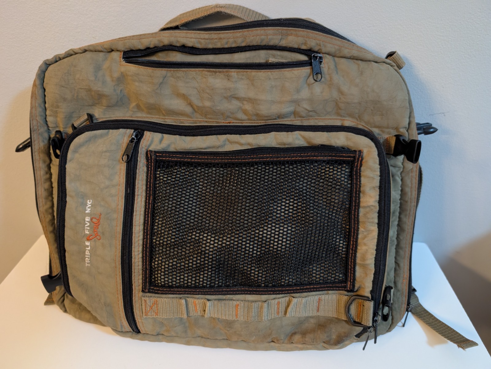 Triple 5 Soul Olive Green Messenger Shoulder Bag Convertible Backpack 2 In 1