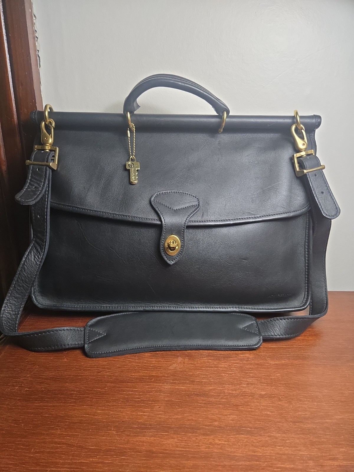 JACK GEORGES Vintage Briefcase Leather Black