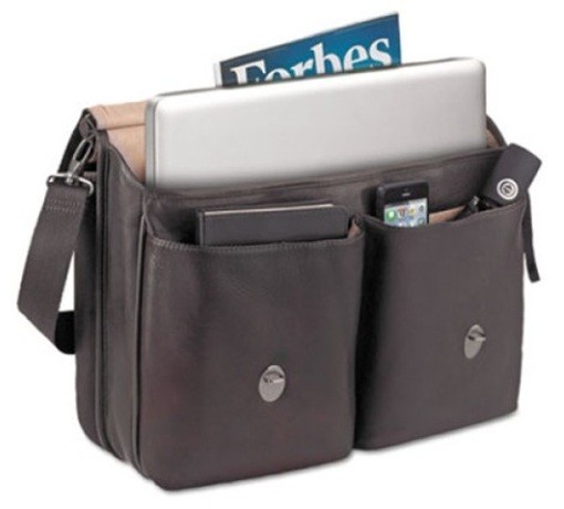 SOLO Executive Brown Leather Briefcase Laptop Messenger Bag