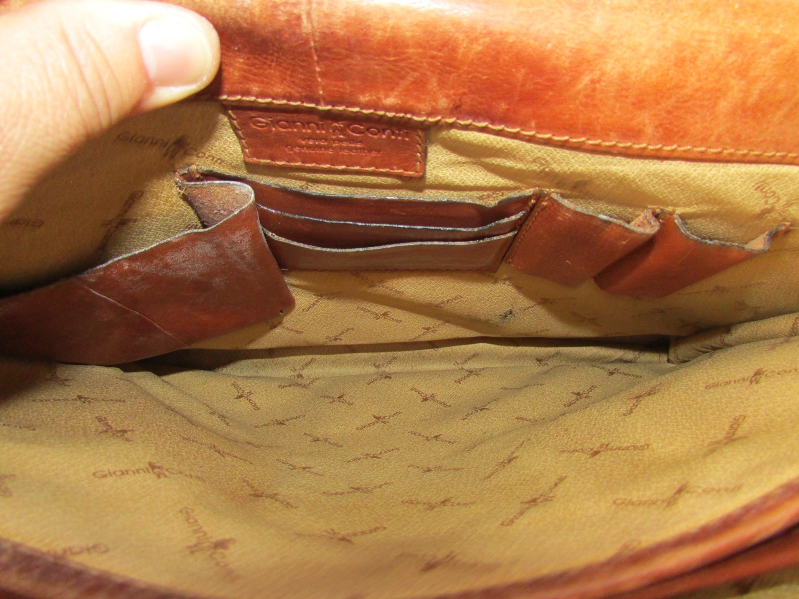 Gianni Conti Leather Briefcase Classic Vintage 3. Compartment 15in large