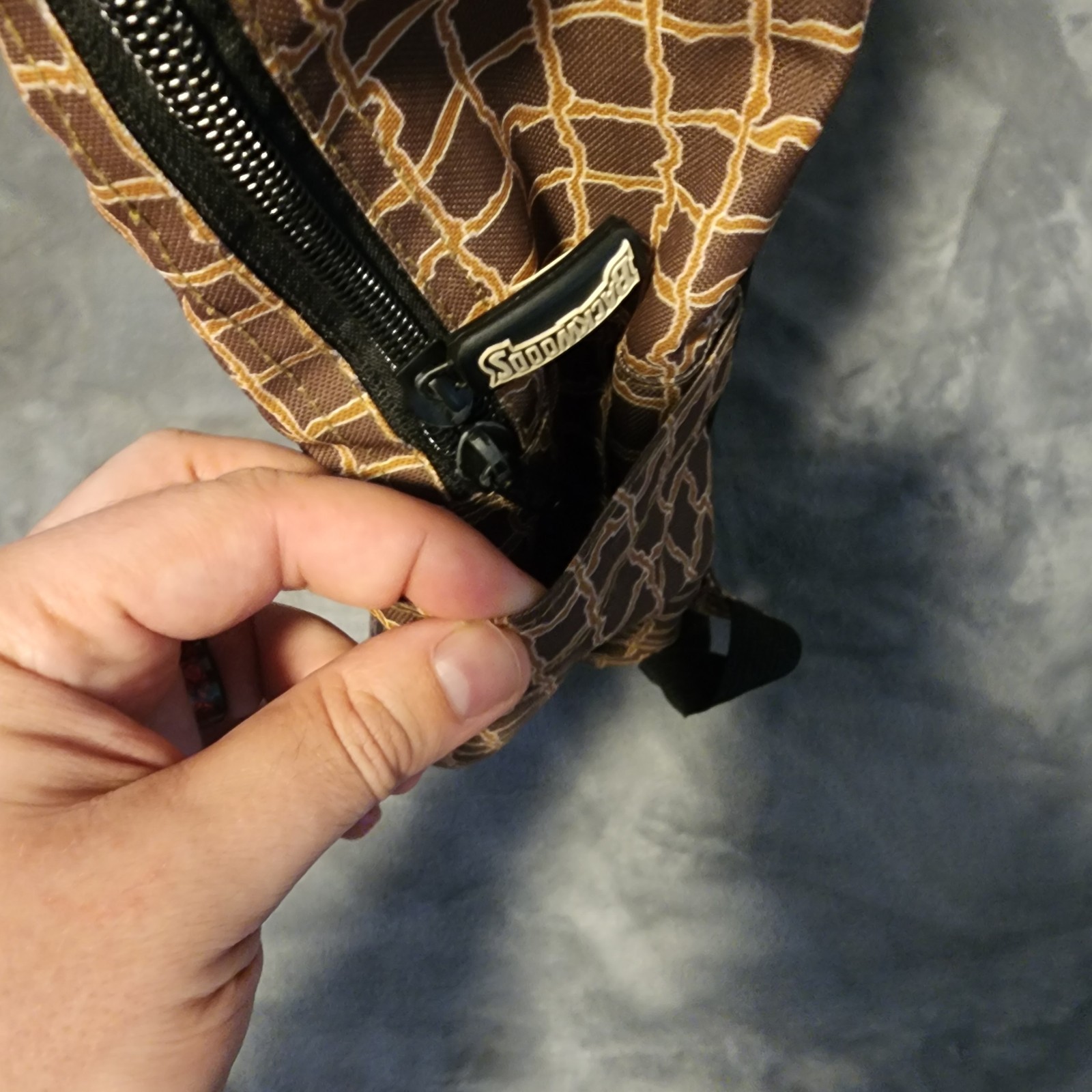 BACKWOODS Cigar Backpack Brown Logo All Natural Tobacco Print School Bag Zip Top