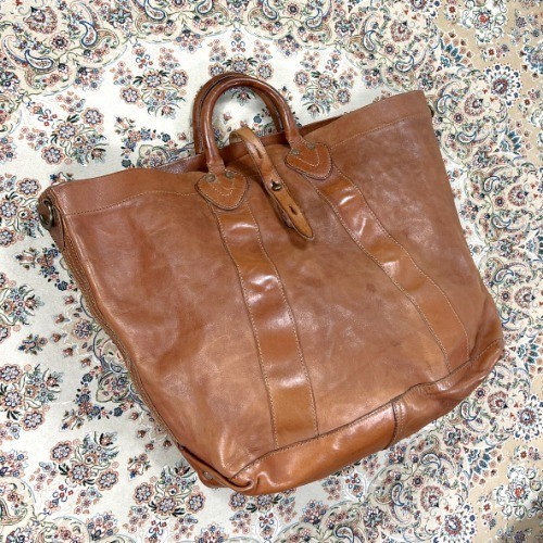 [B+, Size OS] RRL Double RL Tumbled Leather Tote Bag — Whisky Brown