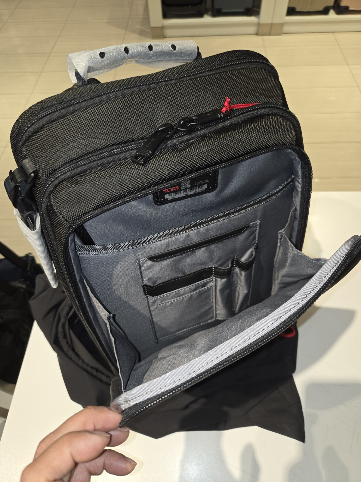 NWT TUMI ALPHA Blk Ballistic Nylon Slim Backpack+Red Pouch+Organizer Travel Tote