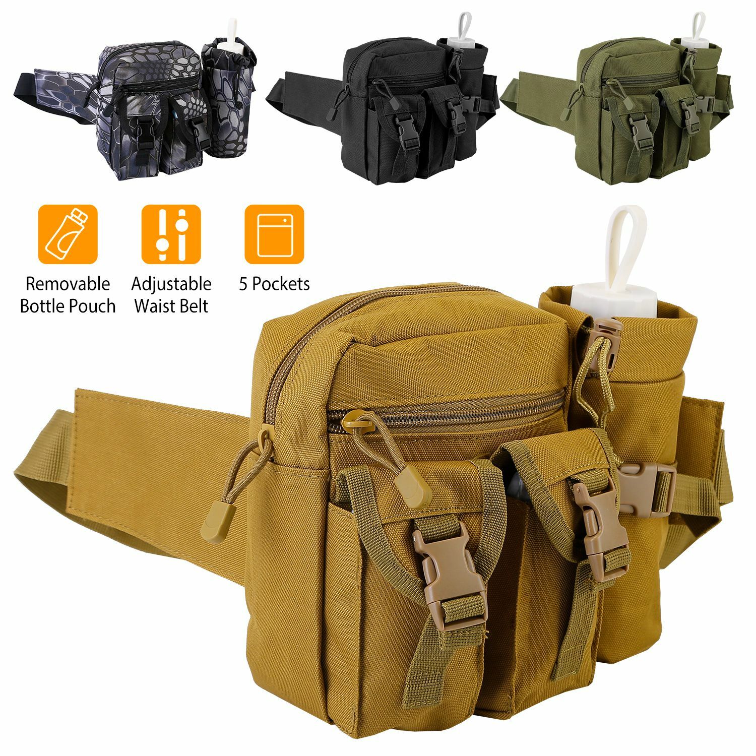 20L Outdoor Utility Tactical Waist Pack Pouch Military Camping Hiking Belt Bag