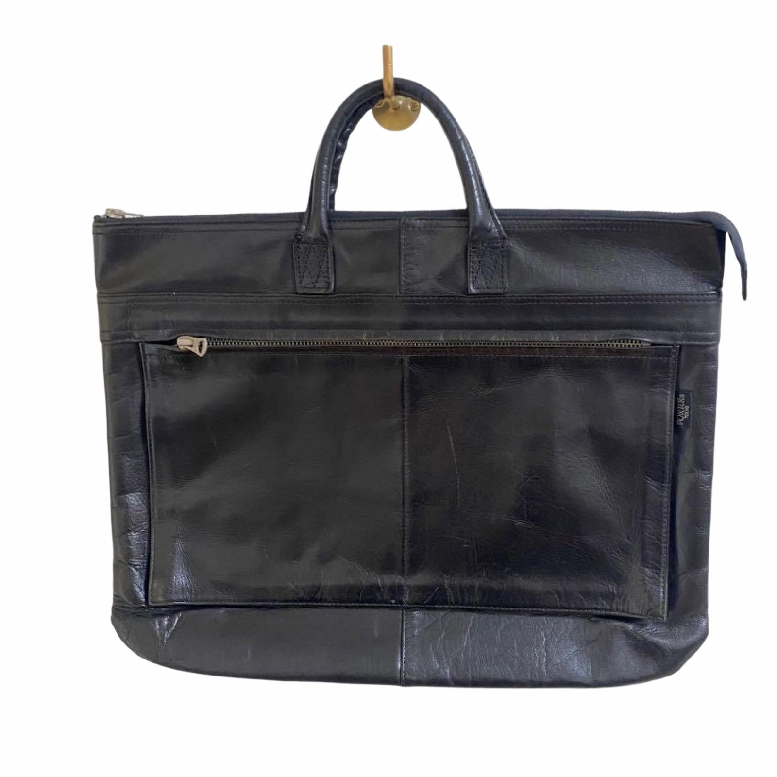 Porter Square Leather Business Bag Black 41cm x 32cm Japan