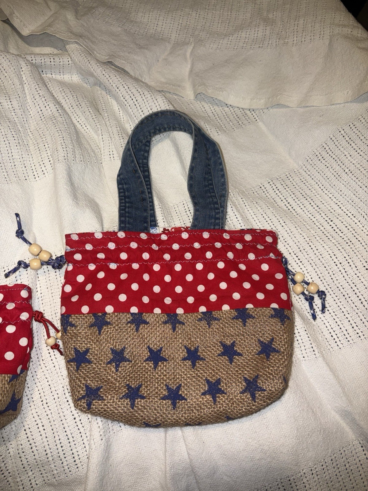 Handmade Reversible, Drawstring Bag ￼
