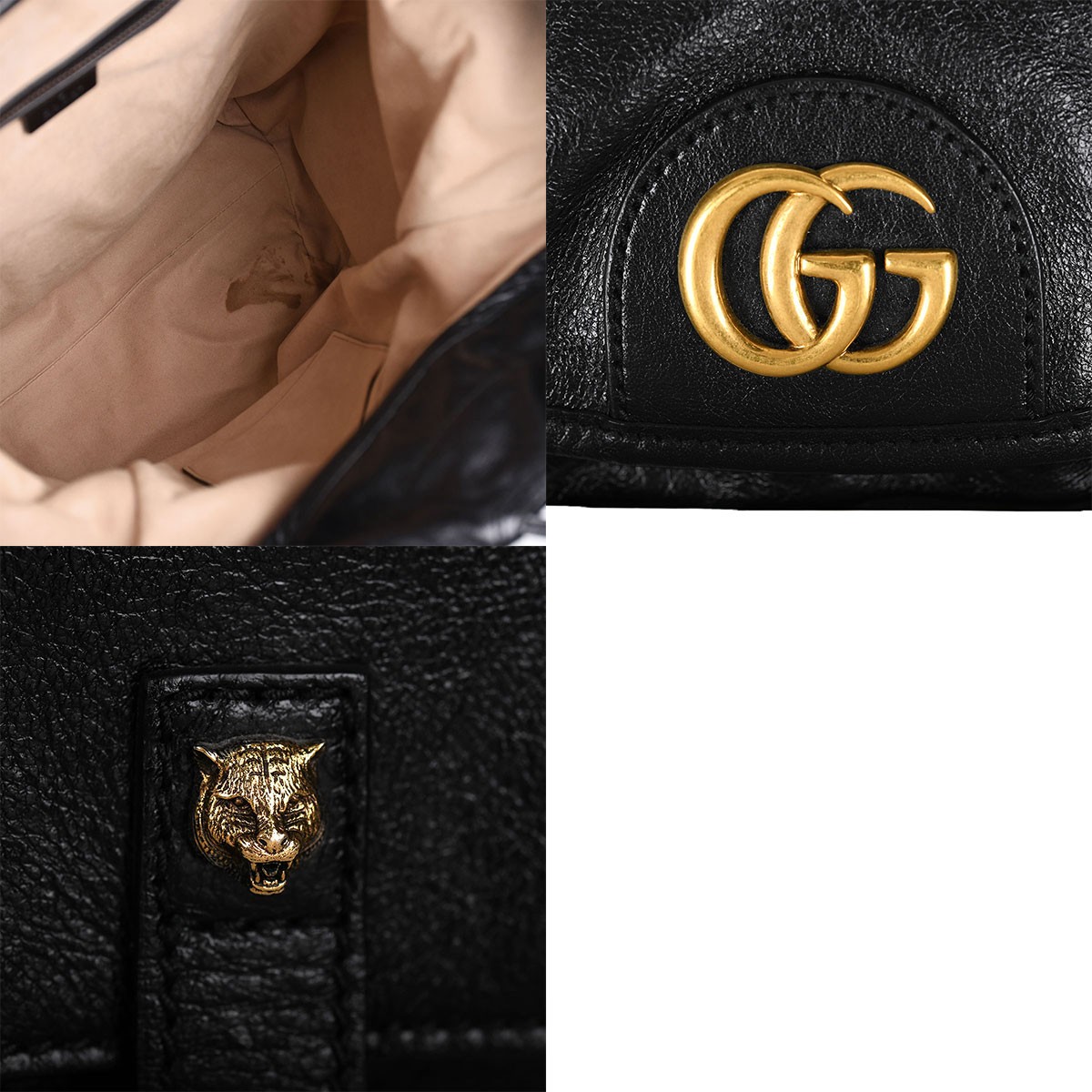 Gucci i I GG Marmont Liber Tiger Backpack Daypack Leather Black 526908 r0_0705
