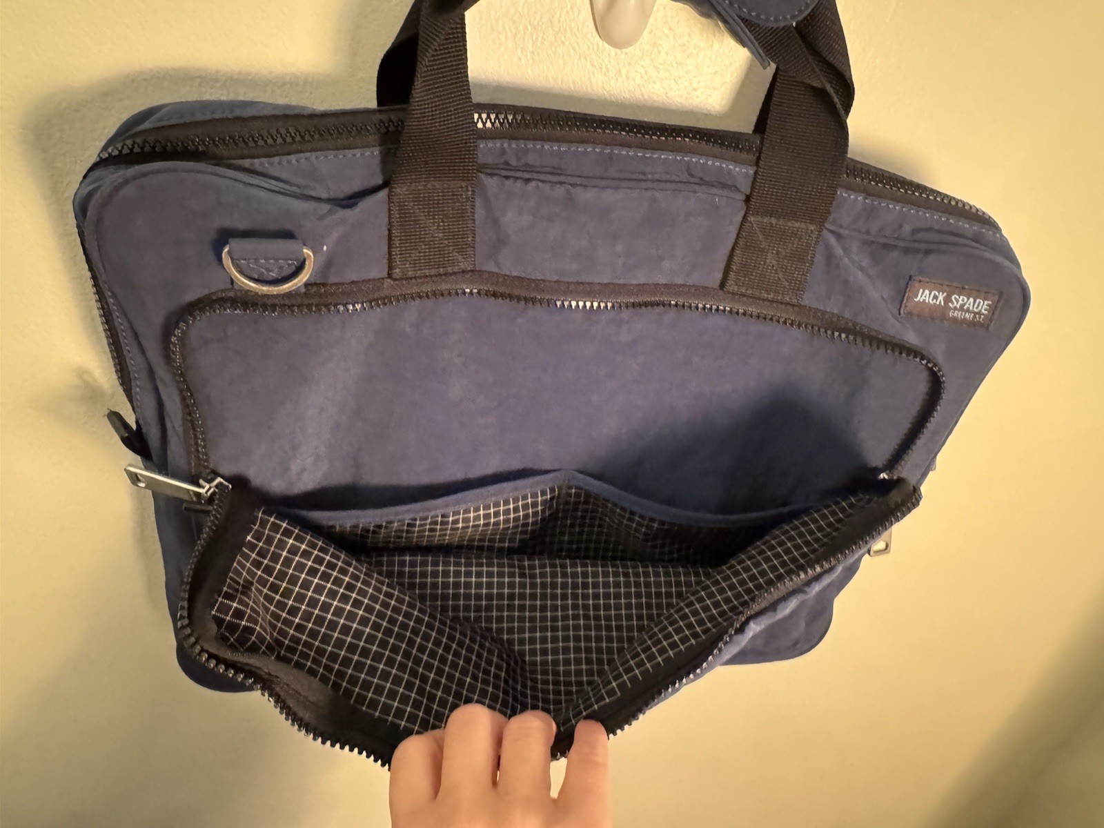 OG Washed Nylon Jack Spade Laptop Light Weight Brief Case Navy Blue With Strap