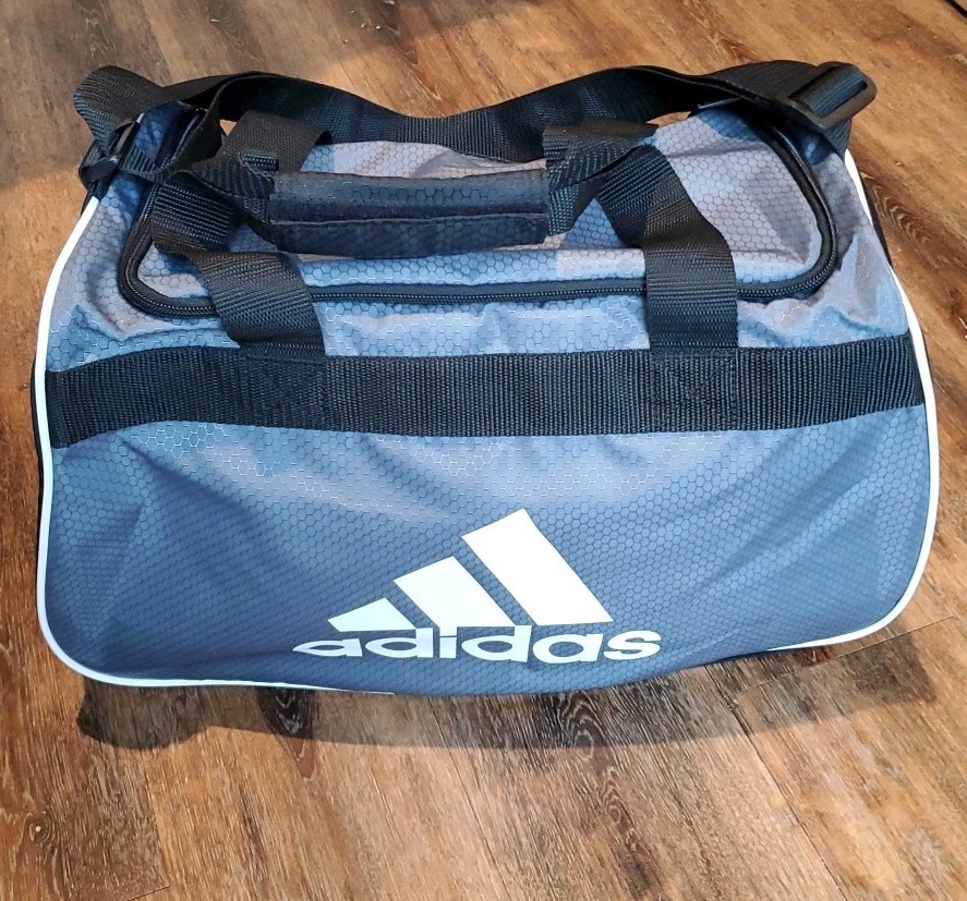 Adidas Diablo II Solid Small Gym Bag Locker Wonder Silver Grey Hex Pattern