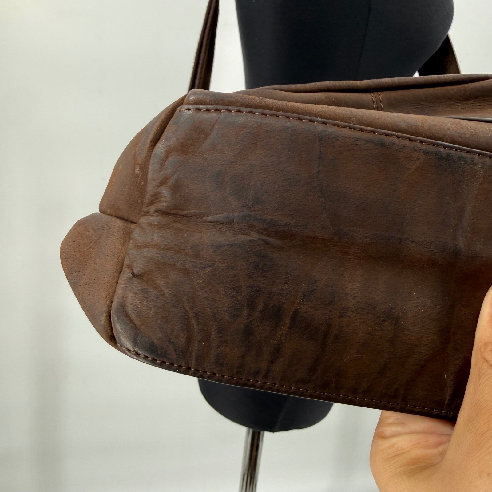 KomalC Brown Buffalo Leather Messenger Bag Satchel Laptop Briefcase Crossbody