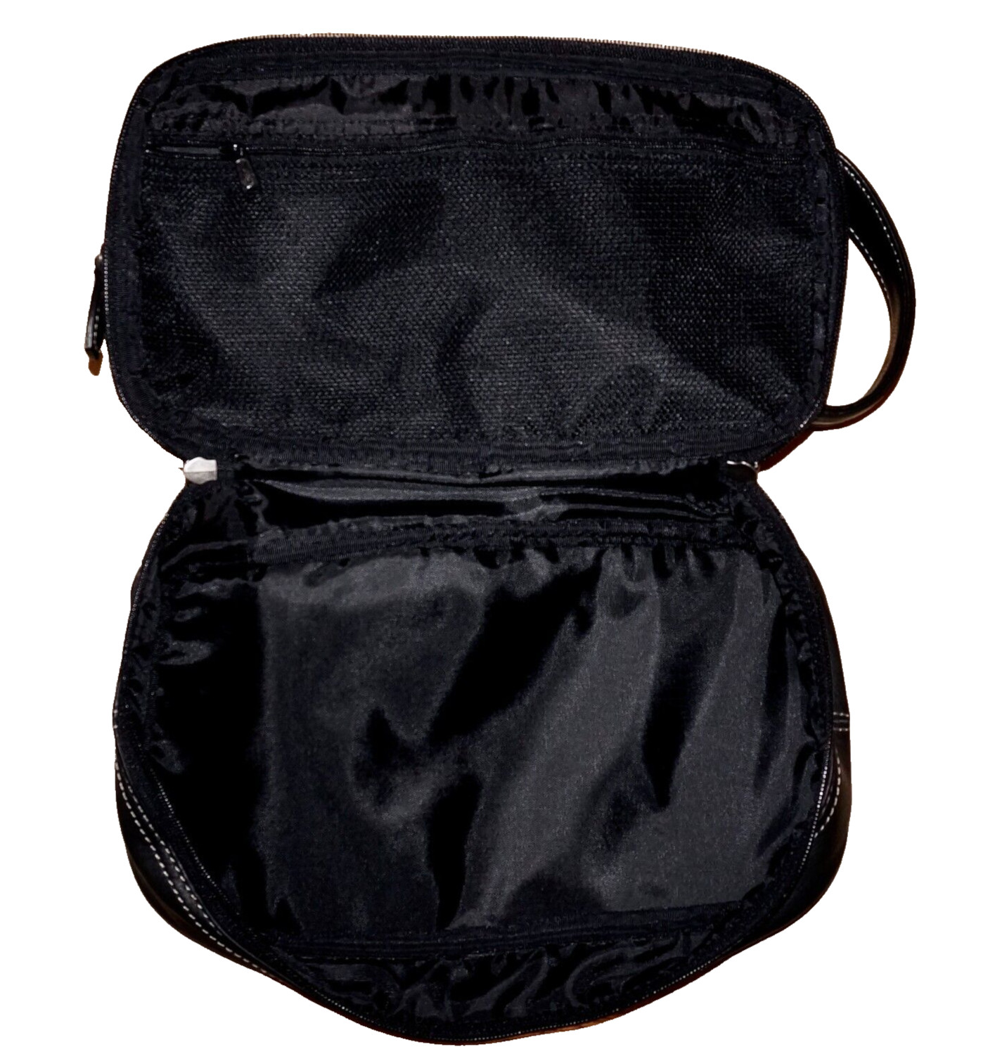 FOSSIL Small Black Leather Toiletry / Shave Travel Pouch 5×10