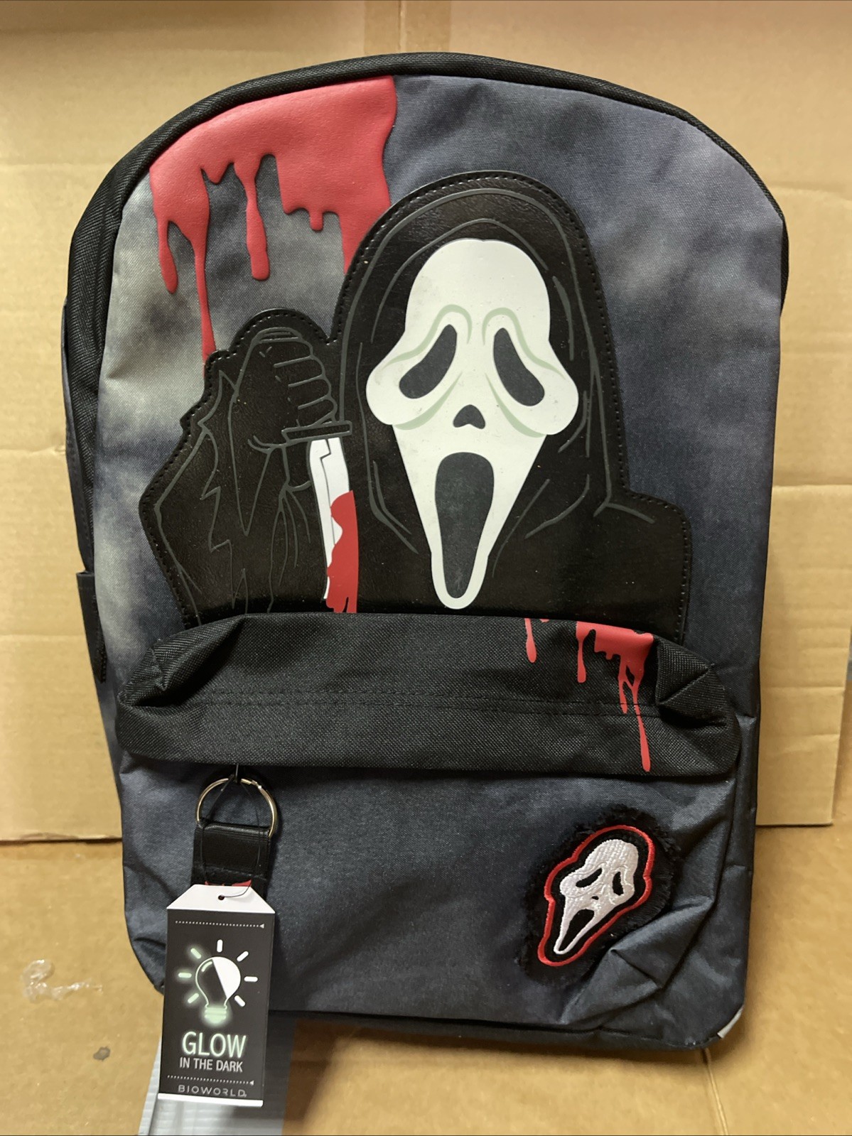 NEW Hot Topic SCREAM Ghostface Horror Slasher Glow In The Dark Backpack W/ Charm