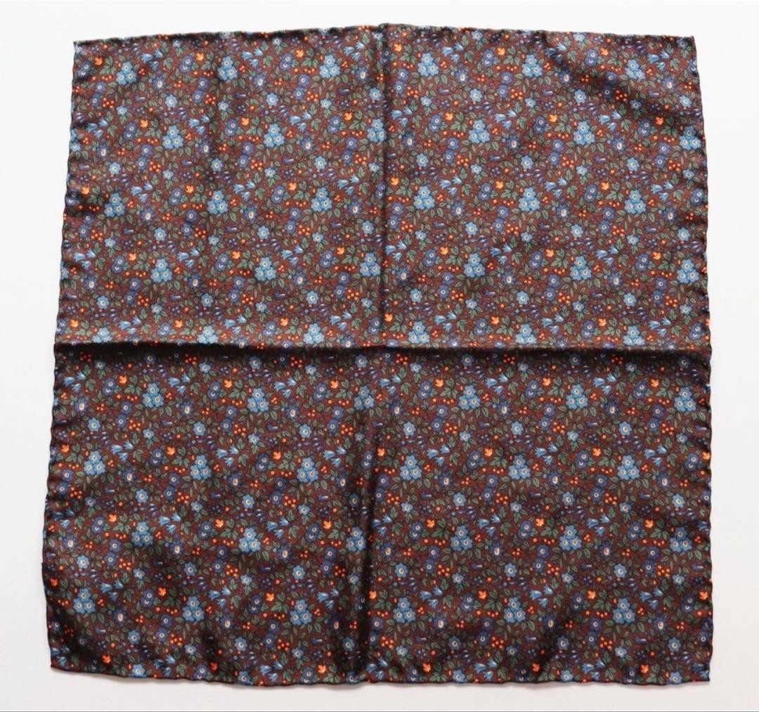CIFONELLI Silk Pocket Square Handkerchief Brown 42cm x 42cm